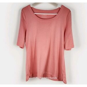 Talbots Women's Large Cotton Mauve Pink Shirt Sleeve Blouse Shirt Top Summer‎